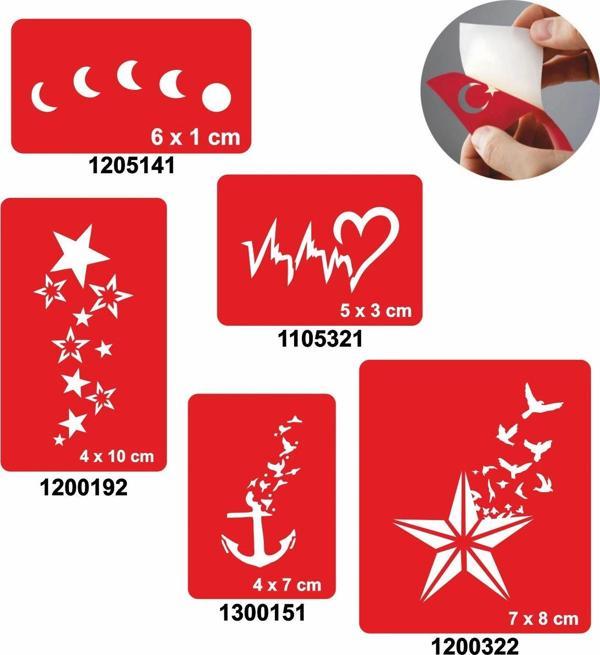 Gökyüzü 5'li Set Geçici Dövme Kına Şablonu - Image 1