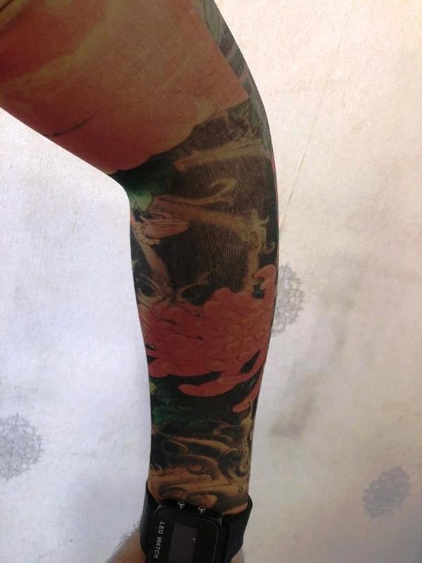 Çift Kol Giyilebilir Dövme Alev Desenler Tattoo Sleeve - Image 1