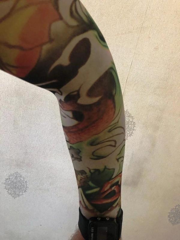 Çift Kol Giyilebilir Dövme Ateş Tribal Desenler Tattoo Sleeve - Image 1