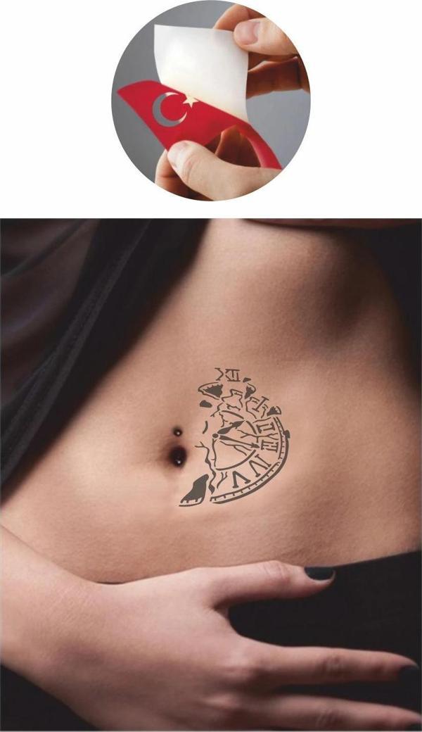 Zaman Saat  Tattoo Geçici Dövme Şablonları Kına Kalıpları - Image 1