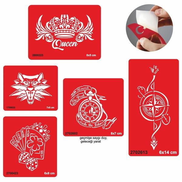 Zamana Karşı 5 li Set Geçici Dövme Kına Şablonu - Image 1