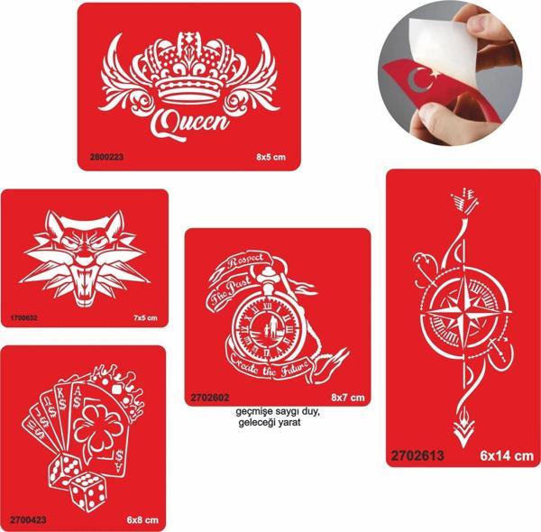 Zamana Karşı 5 li Set Geçici Dövme Kına Şablonu - Image 1