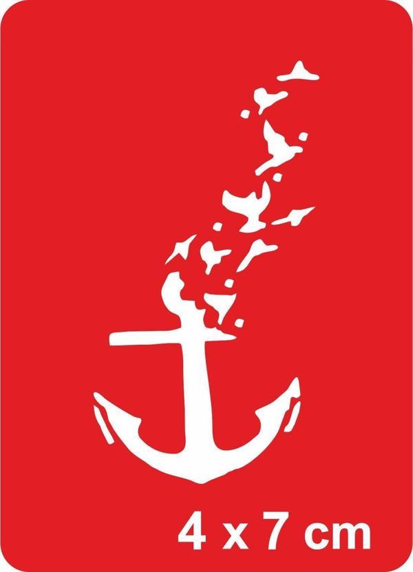 Martılar ve Deniz Çapa  Tattoo Geçici Dövme Şablonları Kına Kalıpları - Image 1