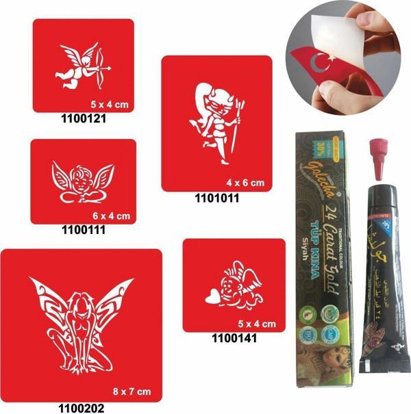 Melek ve Kanat Desenleri Kına ile Geçici Dövme Yapma Seti - Image 1