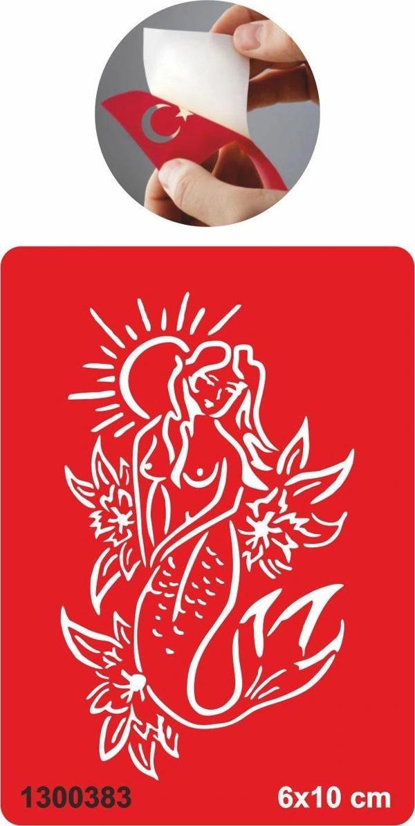 Güneşlenen Deniz Kızı  Tattoo Geçici Dövme Şablonları Kına Kalıpları - Image 1