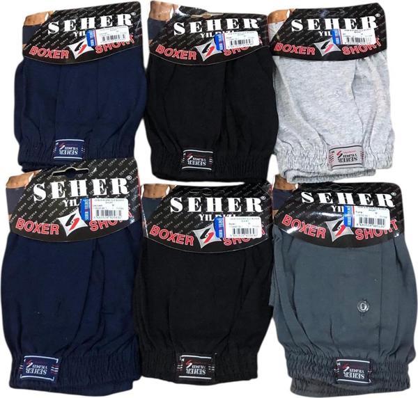 6 Lı Paket Seher Yıldızı Pamuklu Penye Düğmeli Erkek Boxer 0008 - Image 1