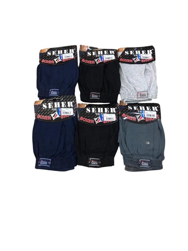 6 Lı Paket Seher Yıldızı Pamuklu Penye Düğmeli Erkek Boxer 0008 - Image 1