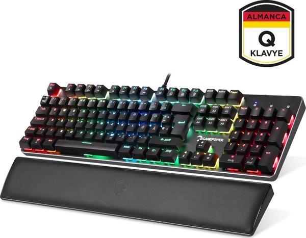 GamePower Ogre RGB 60M Blue Switch Almanca Q USB Mekanik Gaming Klavye - Image 1