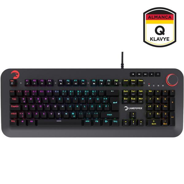 GamePower Starscream 60M RGB Kırmızı Switch 60 Milyon Almanca Q USB Suya Dayanıklı Optik Mekanik Gaming Klavye - Image 1