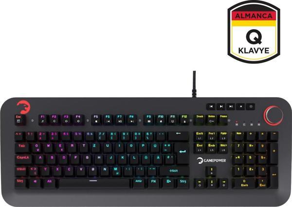 GamePower Starscream 60M RGB Mavi Switch 60 Milyon Almanca Q USB Suya Dayanıklı Optik Mekanik Gaming Klavye - Image 1