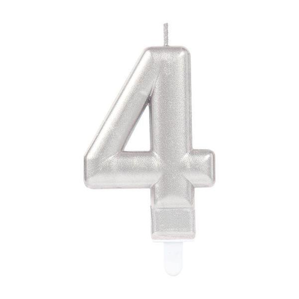4 Rakam Mum Gümüş Renk - Image 1