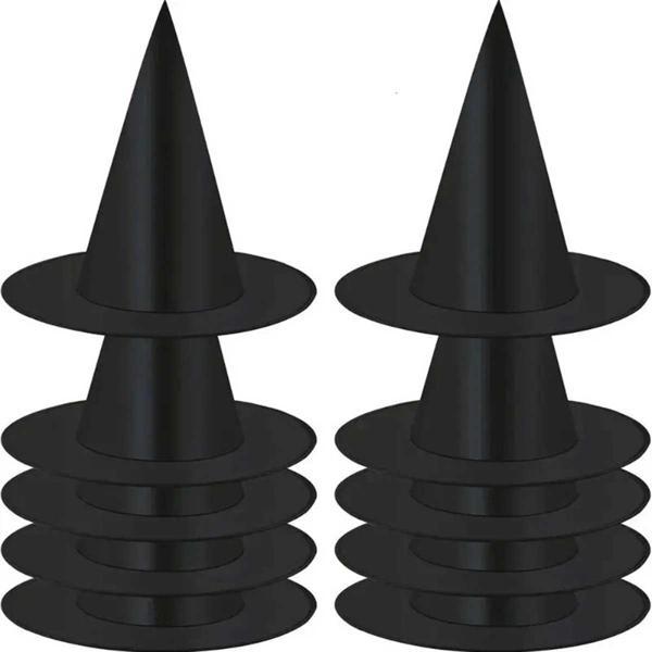 8 Adet Siyah Cadı Şapkası – Yetişkin ve Çocuk Kostüm Aksesuarı Polyester - Image 1