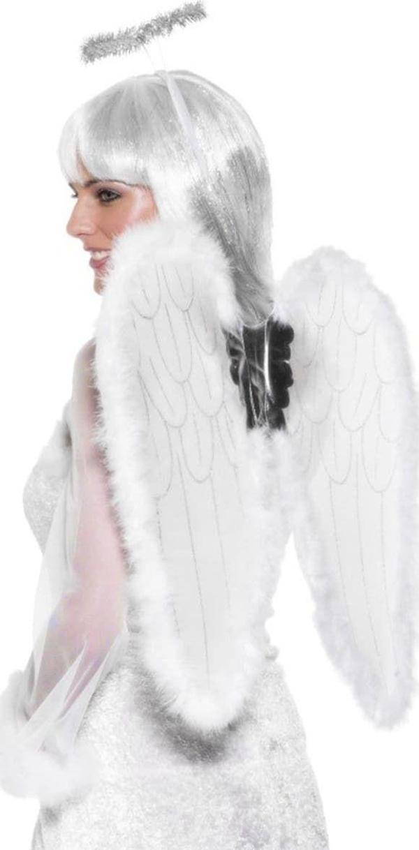 Beyaz Otrişli Dantel Tüllü Peri Kanadı ve Peri Tacı Seti 45x40 cm - Image 1