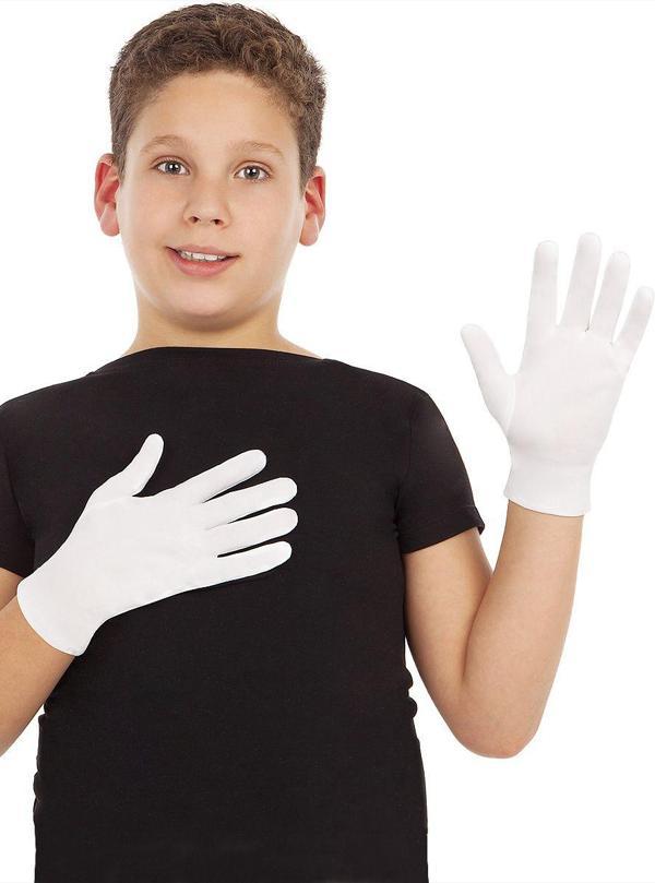 Beyaz Renk Çocuk Boy Likralı Pandomim Eldiveni - Image 1