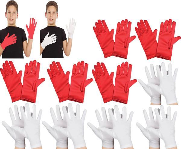 Çocuk Gösteri Eldiven Seti – 5 Çift Beyaz & 5 Çift Kırmızı - Image 1