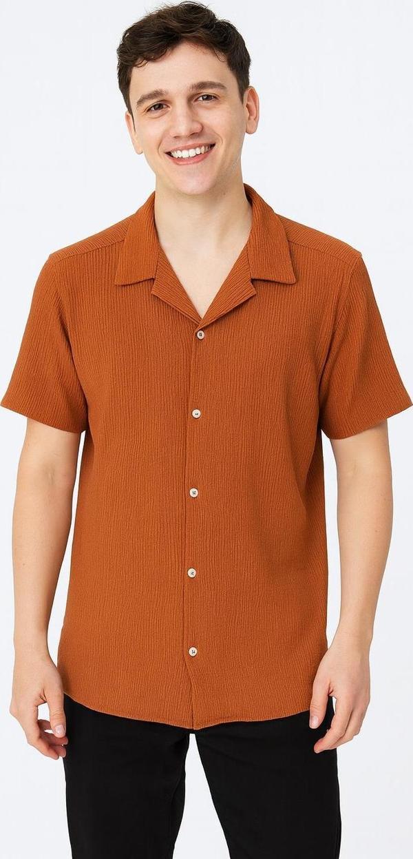  CLASSİCS MEN Erkek Pamuklu Yazlık Kısa Kollu Gömlek 7375 - Image 1