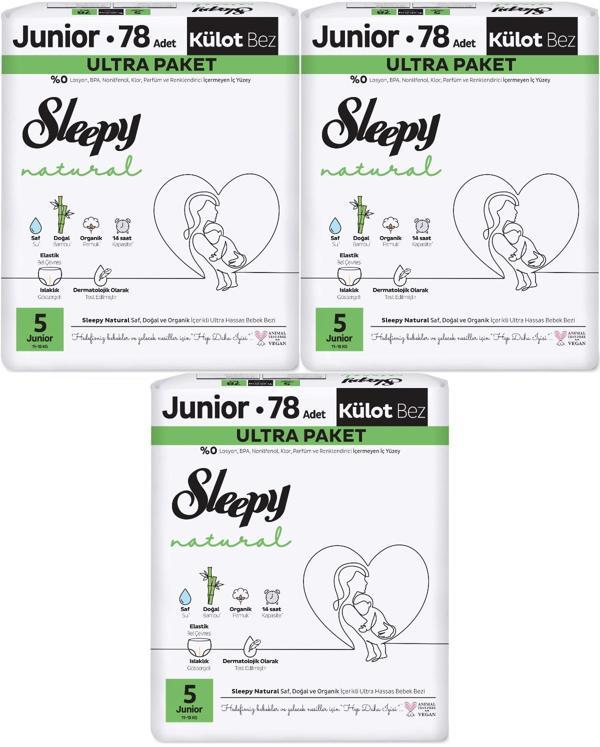 Sleepy Külot Bebek Bezi Natural Beden:5 (11-18KG) Junior 234 Adet Aylık Ultra Pk - Image 1