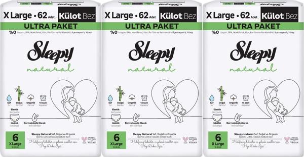 Sleepy Külot Bebek Bezi Natural Beden:6 (15-25KG) Extra Large 186 Adet Aylık Ultra Pk - Image 1