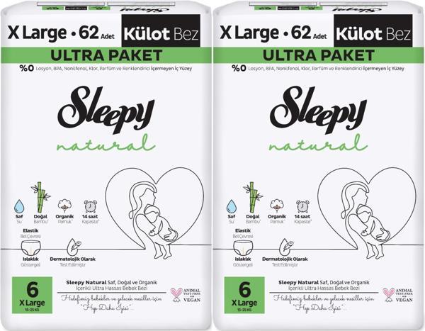 Sleepy Külot Bebek Bezi Natural Beden:6 (15-25KG) Extra Large 124 Adet Ekonomik Ultra Pk - Image 1