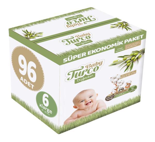 Baby Turco Bebek Bezi Doğadan Beden:6 (16-25Kg) XLarge 96 Adet Süper Ekonomik Pk - Image 1