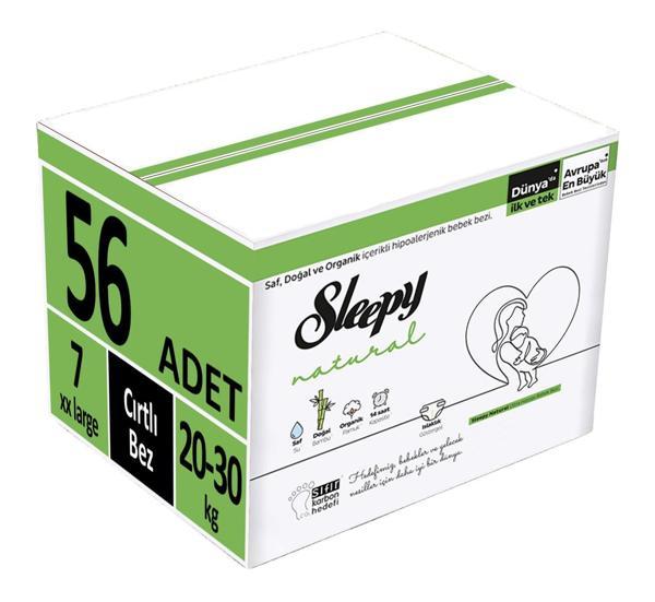 Sleepy Bebek Bezi Natural Beden:7 (20-30Kg) XX Large 56 Adet (2PK*28) - Image 1