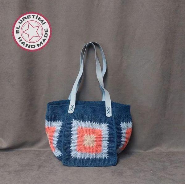 Uretti - Volkan 4975 1816 El Yapımı Pamuk İp Renkli Omuz Çantası - Image 1