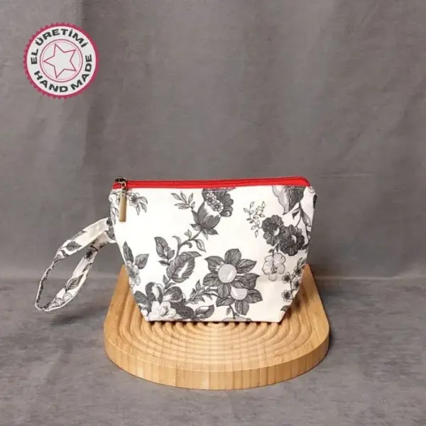 Uretti - Gamze 9546 2960 El Yapımı Keten Makyaj Çantası - Çiçek - Image 1