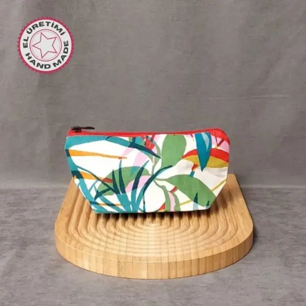 Uretti - Gamze 9546 5255 El Yapımı Keten Makyaj Çantası - Kırmızı - Image 1
