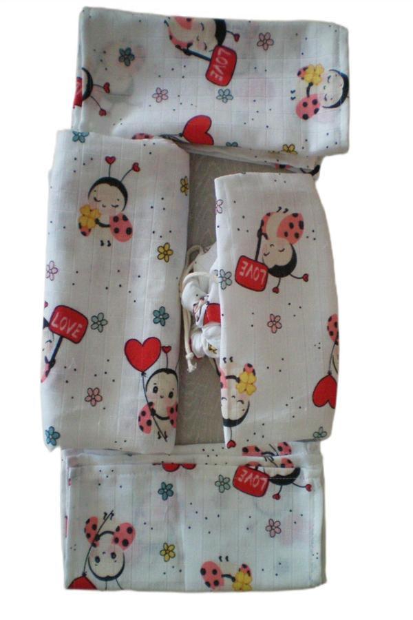 More Home Bebek Müslin Bez Battaniye Set 5 Parça  Uğur Böceği kırmızı  krem - Image 1