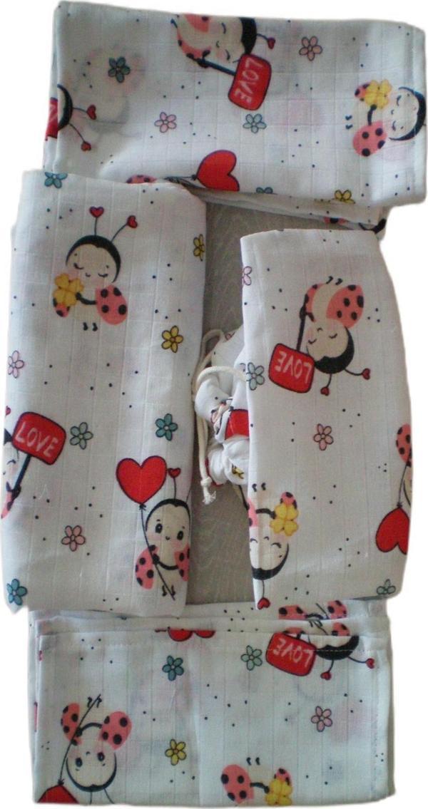 More Home Bebek Müslin Bez Battaniye Set 5 Parça  Uğur Böceği kırmızı  krem - Image 1