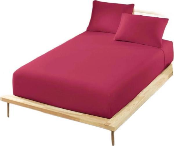 More Home Çift Kişilik Lastikli Çarşaf Seti + 2 Yastık Kılıfı Bor - Image 1