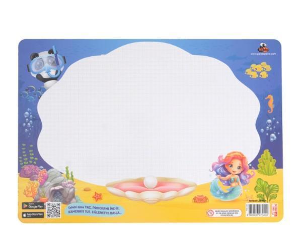 Panda Animasyonlu Deniz Kızı Yazı Tahtası Ahşap 23X33 - Image 1