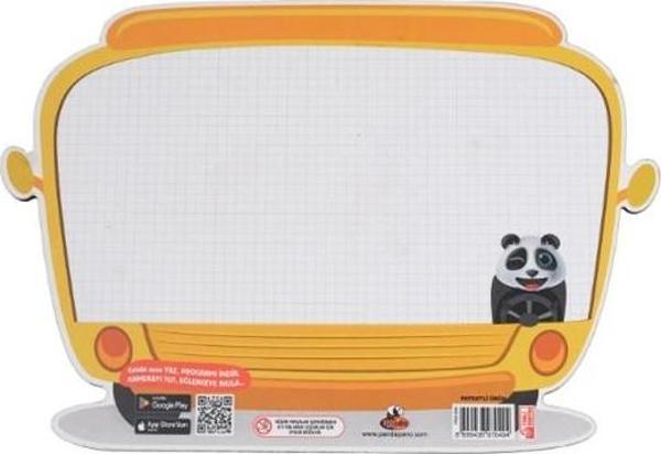 Panda Animasyonlu Otobüs Yazı Tahtası Ahşap 23X33 - Image 1