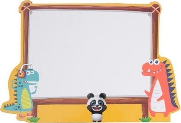 Panda Animasyonlu Dinazor Yazı Tahtası Ahşap 23X33 - Image 1