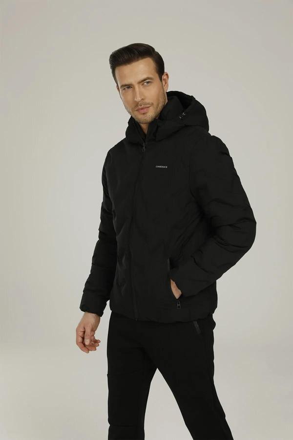 Lumberjack Henry Coat Erkek Siyah Mont Kapşonlu Kaban - Image 1