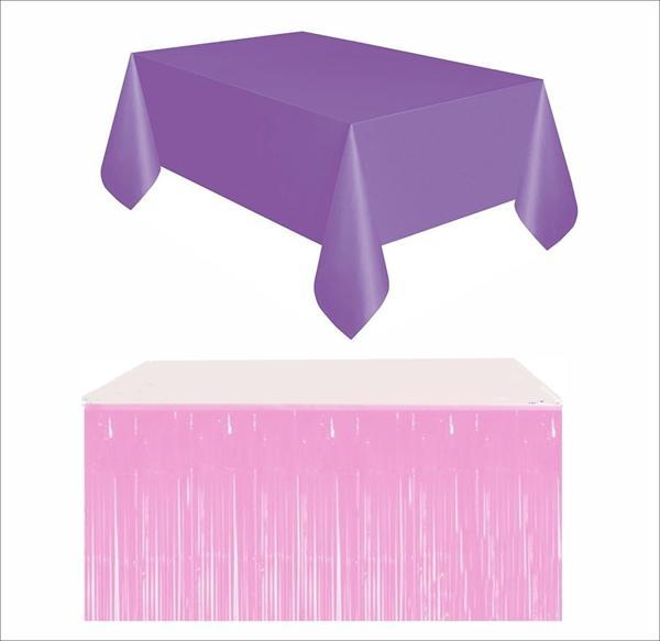 Mor Masa Örtüsü, Pembe Masa Eteği - Image 1