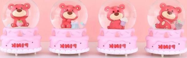 Ayıcıklı Işıklı Kar Küresi 7 Cm Alk3102 - Image 1