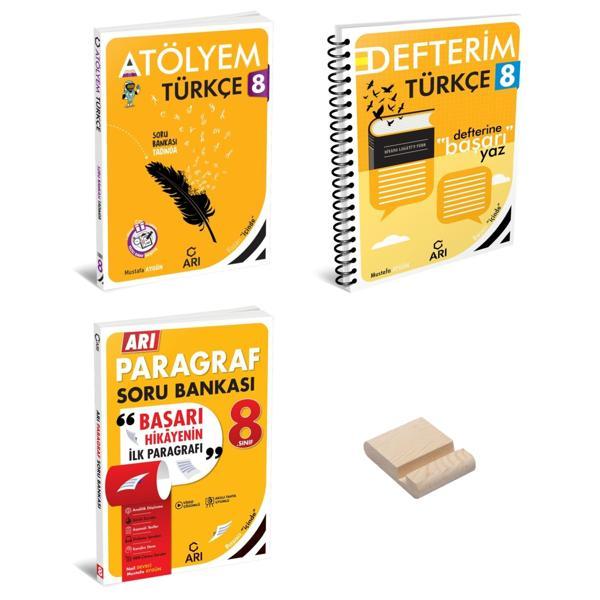 LGS 8. Sınıf Türkçe ve Paragraf Atölyem-Defterim 3lü Set + Telefon Standı - Arı Yayıncılık - Image 1