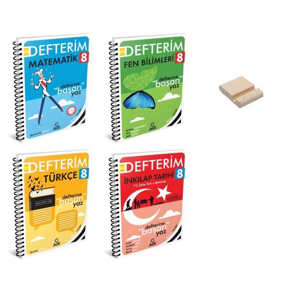 LGS 8. Sınıf Defterim Matematik Fen Türkçe ve İnkılap 4lü Set + Telefon Standı - Arı Yayıncılık - Image 1