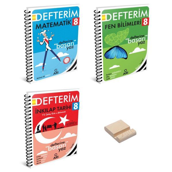 LGS 8. Sınıf Defterim Matematik Fen Bilimleri ve İnkılap 3lü Set + Telefon Standı - Arı Yayıncılık - Image 1