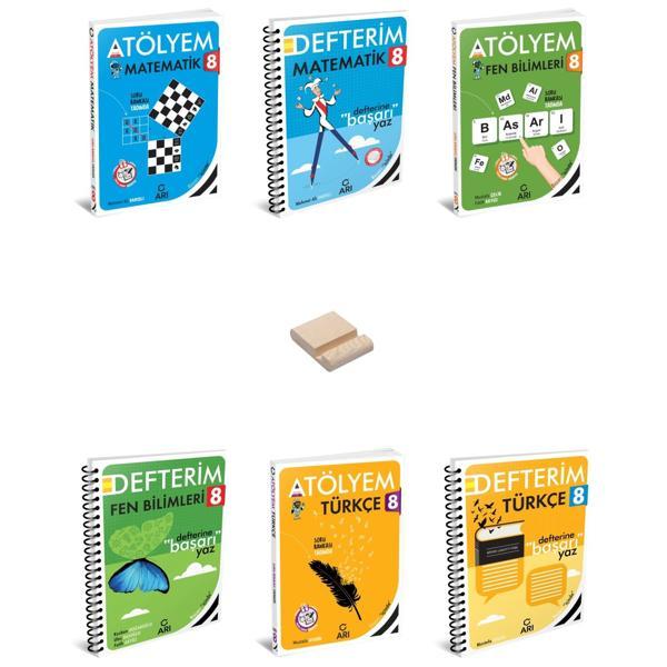 LGS 8. Sınıf Matematik Fen ve Türkçe Atölyem - Defterim 6lı Set + Telefon Standı - Arı Yayıncılık - Image 1