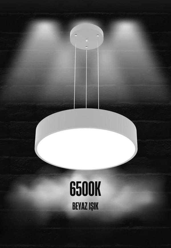 Drum 40cm ( Gri Kasa, Beyaz Işık ) Ledli Modern Led Avize, Salon, Mutfak, Oturma Yatak Odası, Sarkıt - Image 1