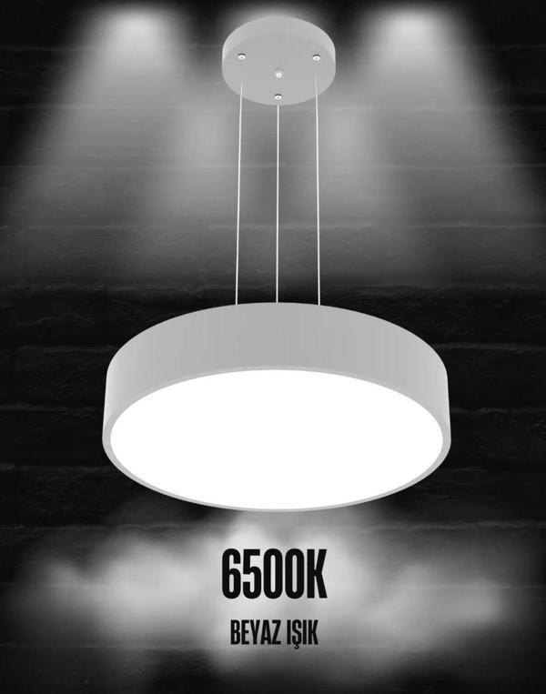 Drum 40cm ( Gri Kasa, Beyaz Işık ) Ledli Modern Led Avize, Salon, Mutfak, Oturma Yatak Odası, Sarkıt - Image 1