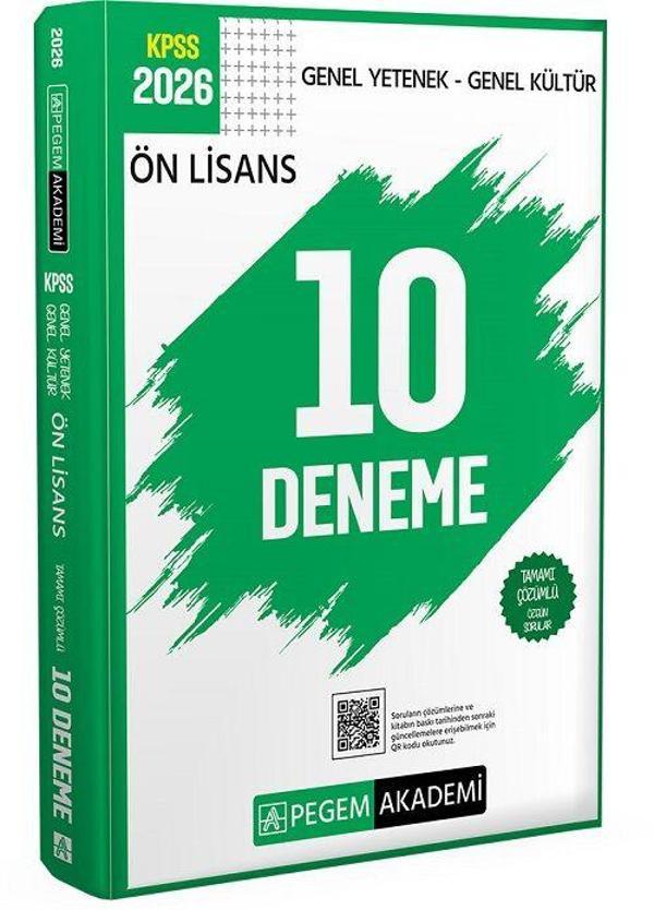 Pegem 2026 KPSS Genel Yetenek Genel Kültür Ön Lisans 10 Deneme Çözümlü Pegem Akademi Yayınları - Pegem Akademi Yayıncılık - Image 1