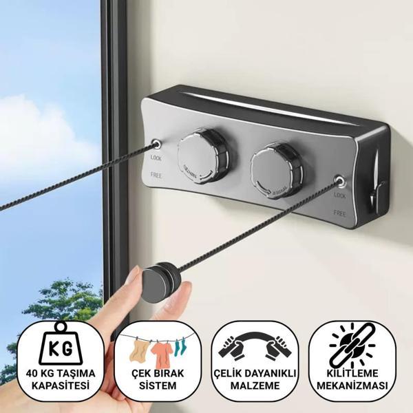 Coofbe 40Kg Taşıma Kapasiteli Çelik Çamaşır Asma İpi Makinası Çamaşır Kurutma İpi Çamaşır Askılığı - Image 1