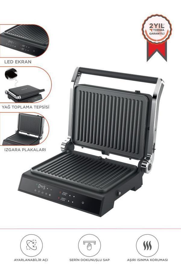 Torima TG-PRO500 Siyah 2000W Dijital Ekranlı Tost & Izgara Makinesi Çıkarılabilir Plaka  - Image 1