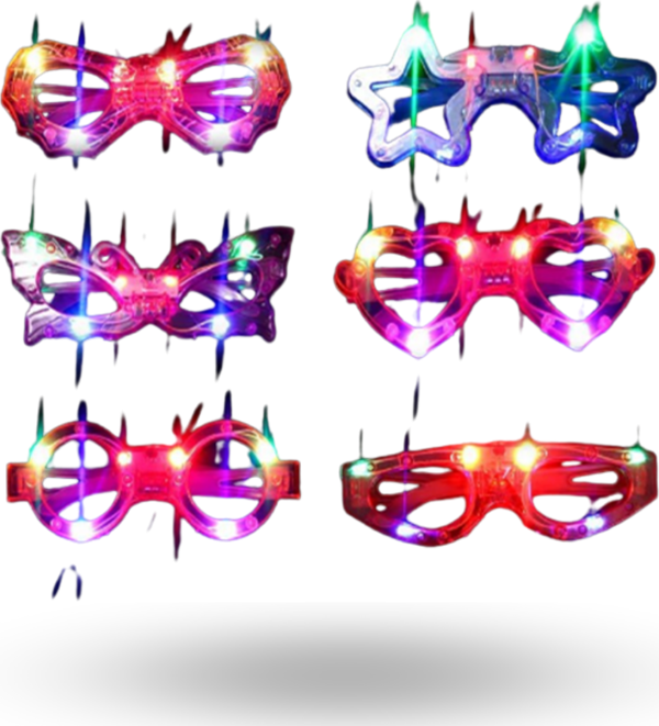 Büro Ev Ofis Parti Kostümü için 6ADET Pilli Led Işıklı Renkli Gözlük Seti - Image 1