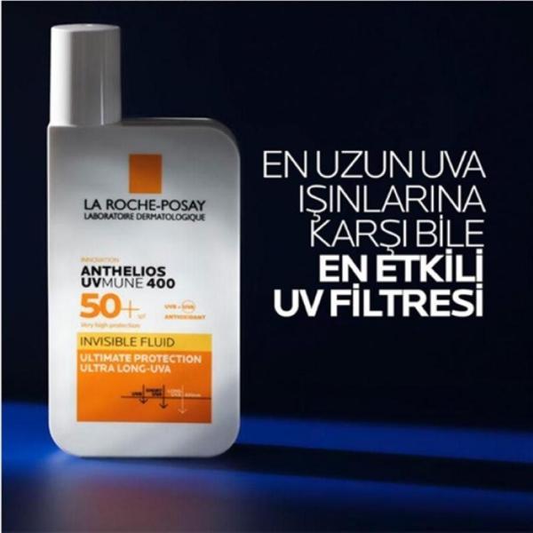 La Roche Posay Anthelios UVmune400 Invisible Fluid Tüm Cilt Tipleri İçin SPF50+ Yüz Güneş Kremi 50 ml - Image 1