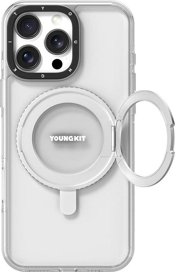 Youngkit İphone 16 Pro Max Uyumlu Kılıf M-Safeli Standlı Aksiyon Butonlu Pivot Serisi Kapak Şeffaf - Image 1