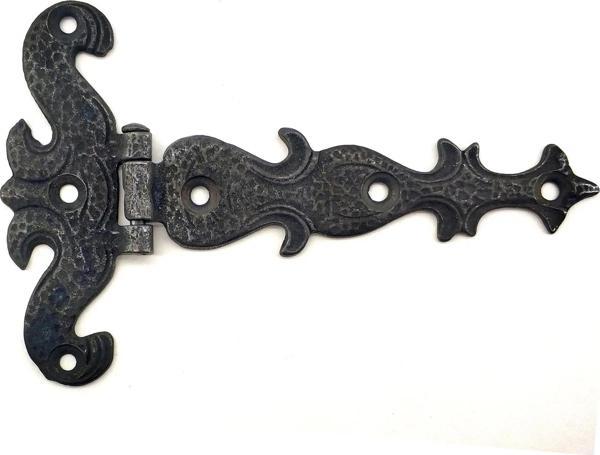Antika Tarz Dekoratif Pirinç Kuyruklu Kelebek Menteşe - 94x147 Mm, Oksit - Image 1